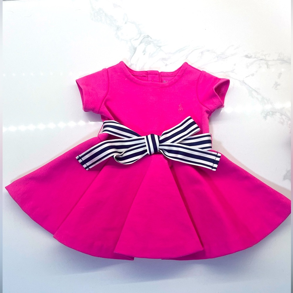 Baby girl polo pink dress with belt